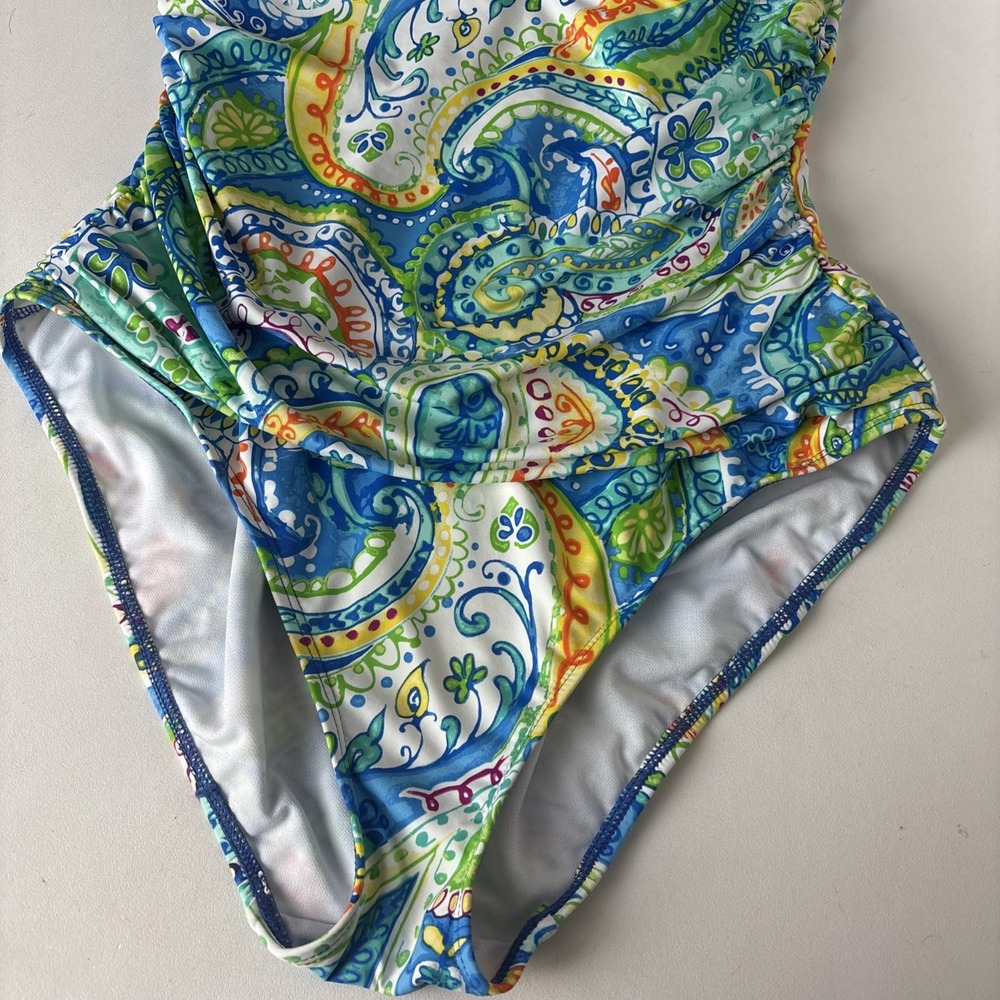 Lauren Ralph Lauren Womens One Piece Colorful Paisley Swimsuit Size 10 - Picture 2 of 15